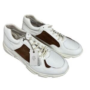 Eleventy Men’s Brown Suede White Leather Panel Sneakers, Size 44 Made In Italy